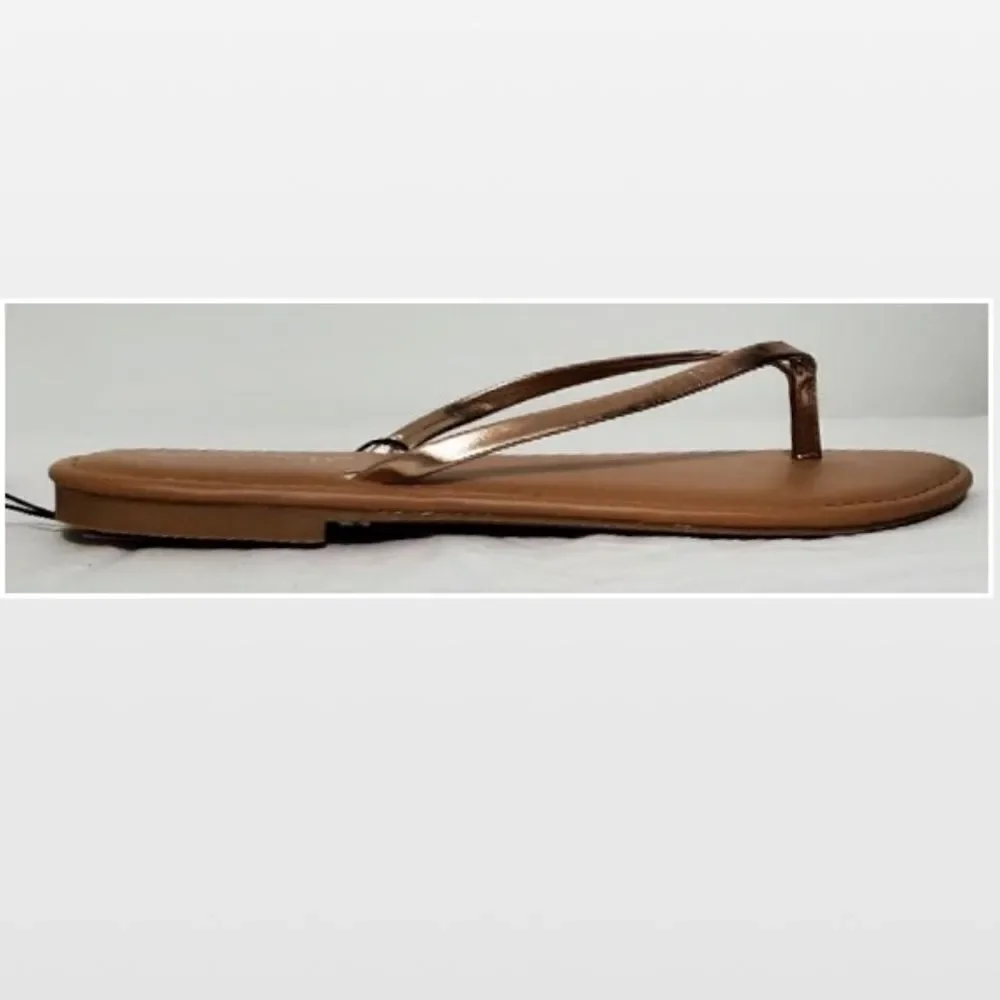New Westloop Womens Flip Flops Gold Tan Slip On Shoes Small 5 6